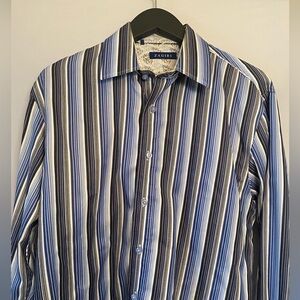 Zagiri men’s long sleeve button up multicolor, blue and white stripe size large